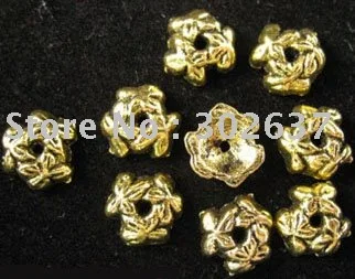 

FREE SHIPPING 600pcs Antiqued gold plt Flower bead caps A668G