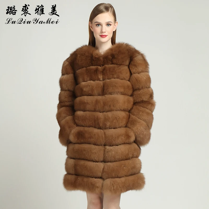 

2020 Fashion Fox Fur Jackets Women Genuine Long Luxury Plus Size Vests Real Fur Russian Waistcoat Winter Coats Natural Fox Fur