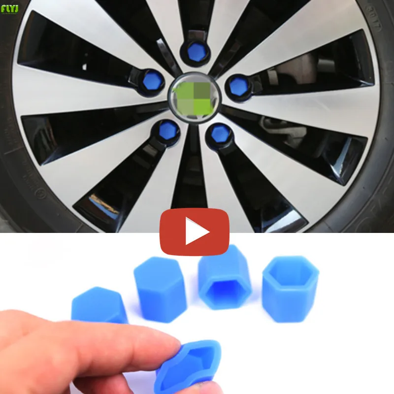 FLYJ 20 PCS Car Wheel Hub Screw Cover luminous Nut Caps Bolt Rims Siliconel glow rubber cap For Lada Kia Honda Nissan Hyundai