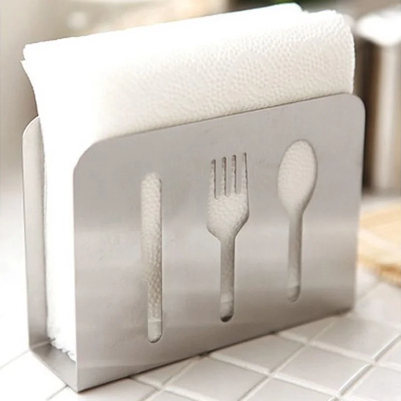 

100pcs/lot Creative Stainless Steel Napkin Holder Knife Fork Pattern Paper Towel Holder Home Decoration