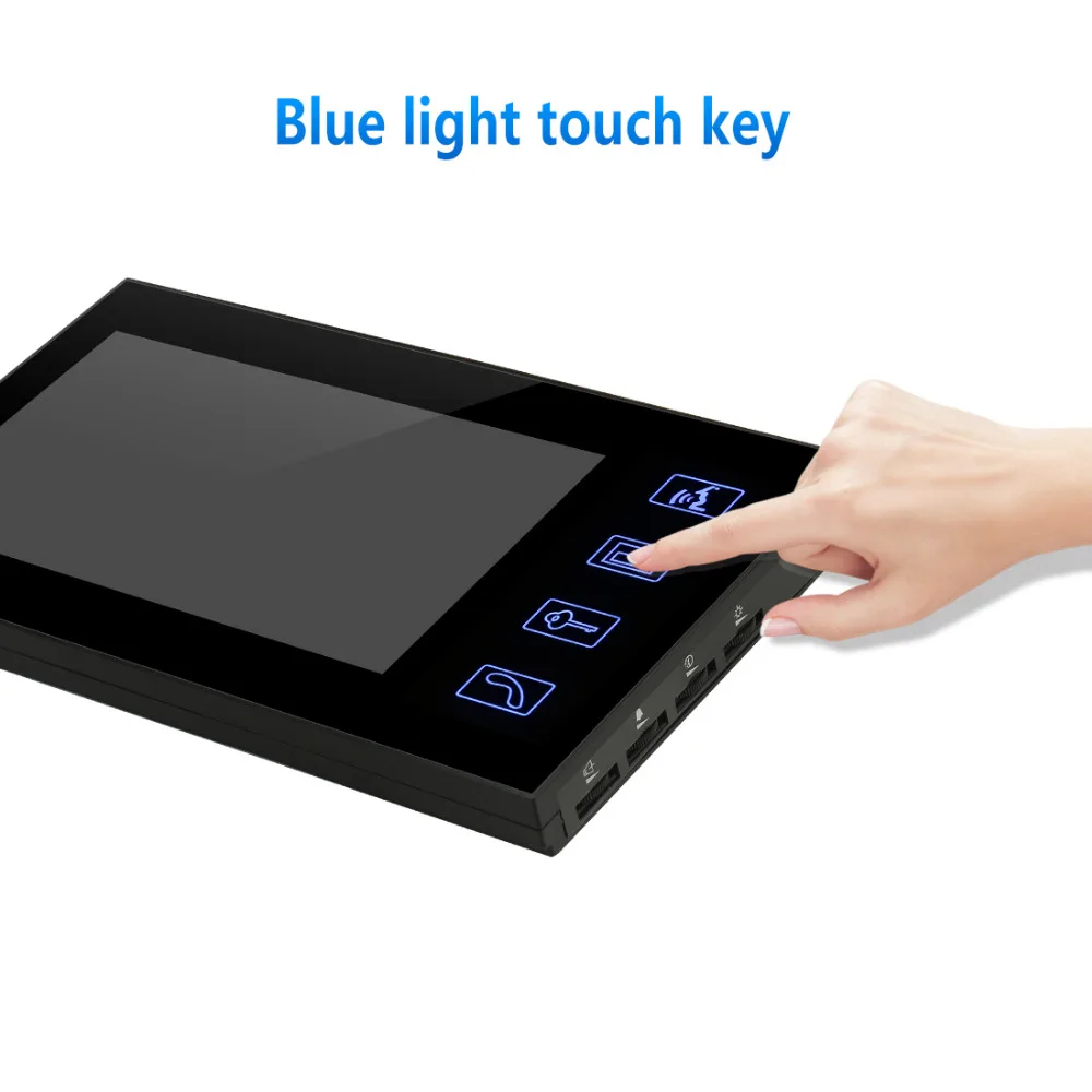 7 inch Residential intercom Monitor Video Doorbell with Fingerprint Password Remote Control Unlock Camera Waterproof