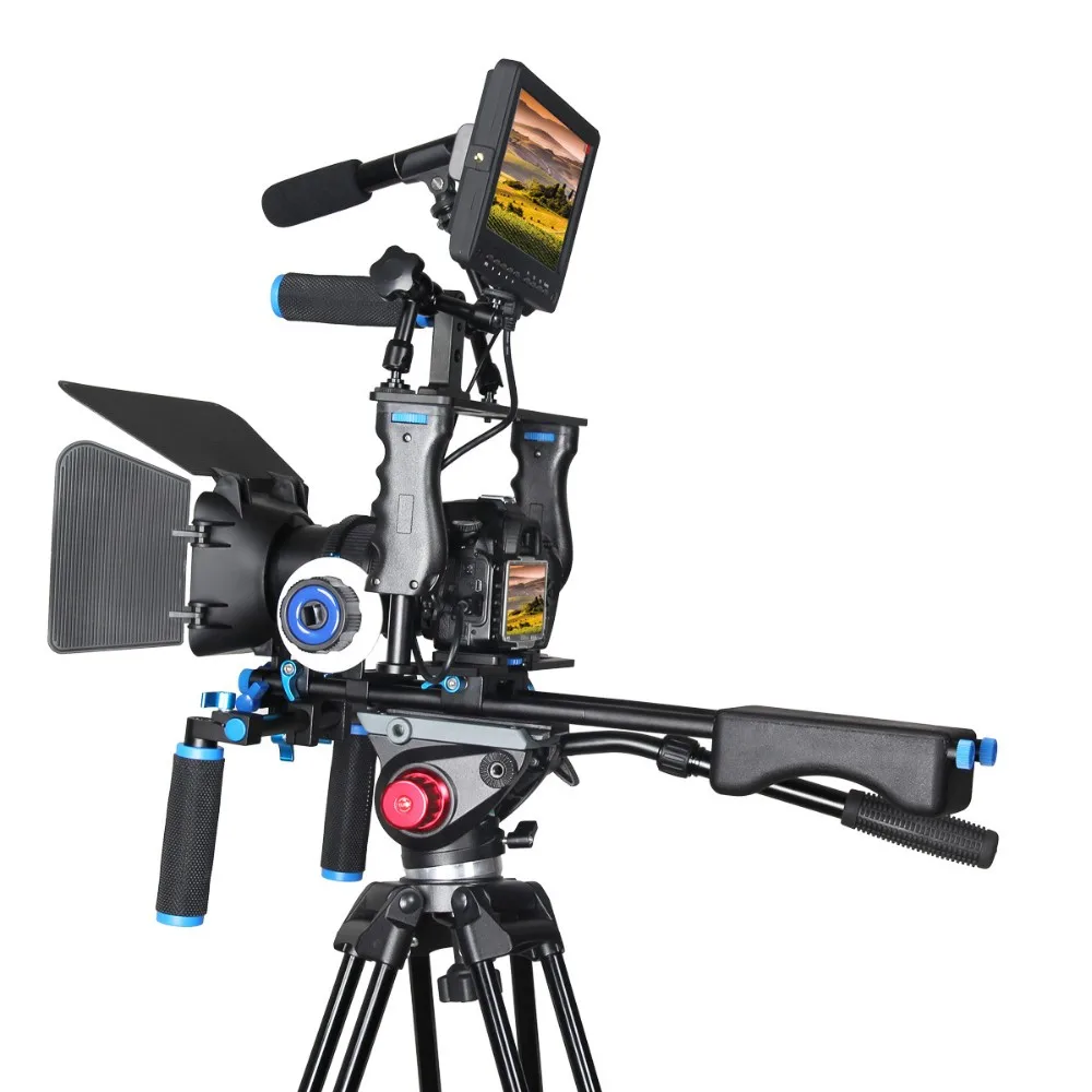 

DSLR Rig Video Stabilizer Shoulder Mount Rig + Matte Box+ Follow Focus + Dslr Cage for Canon 5D2 5D3 5diii 5dIV Video Camcorder