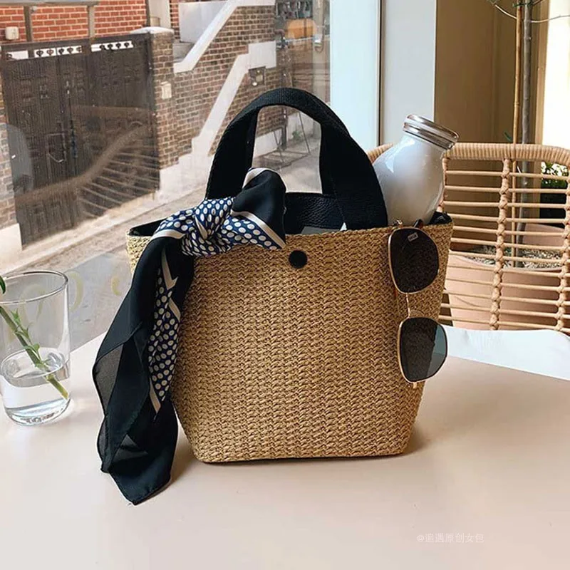 NEW Capacity Straw Bags Women Handmade Woven Basket Bolsa Tote Summer Bohemian Beach Bags Luxury Brand canvas Lady Handbags