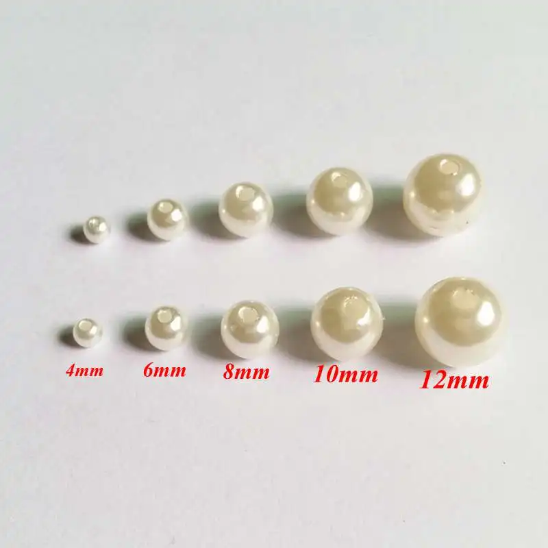 4/6/8/10/12mm Ivory Wrinkle Middle hole Imitation Pearls Round Loose Beads Garment Handmade DIY for Jewelry Making Accessories