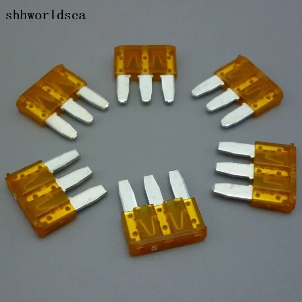 shhworldsea 100PCS 14*15mm  3P mini auto blade fuse 5A