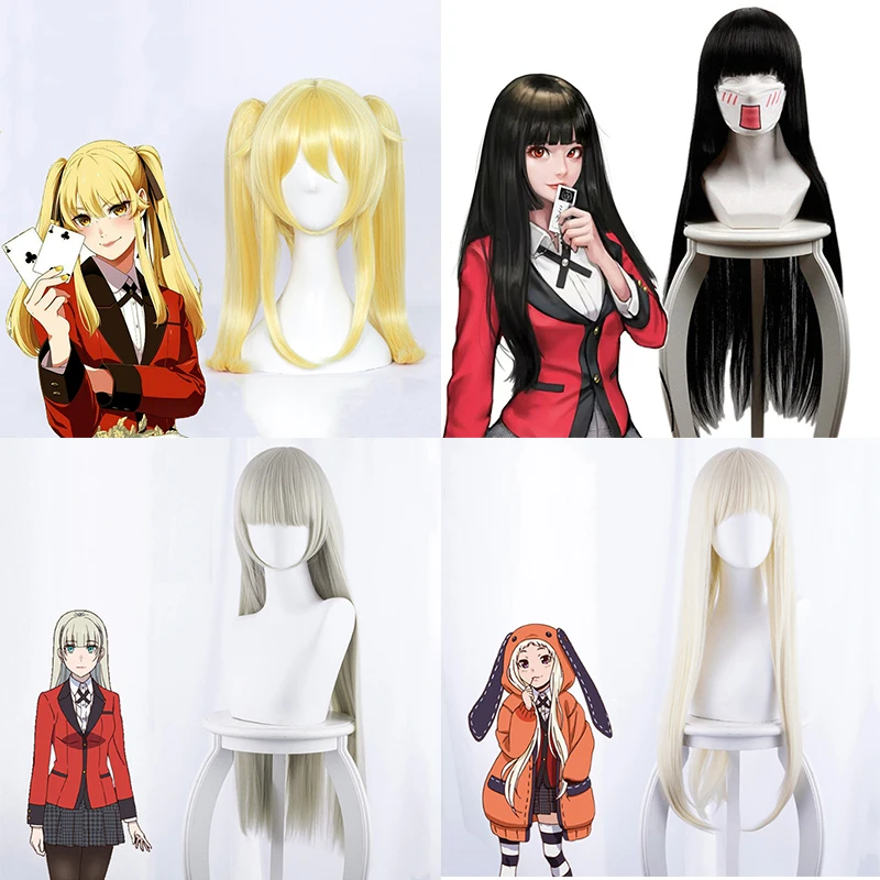 Anime Kakegurui Compulsive Gambler Cosplay Wigs Ririka Momobami Runa Yomozuki Mary Saotome Yumeko Jabami Cosplay Synthetic Wigs