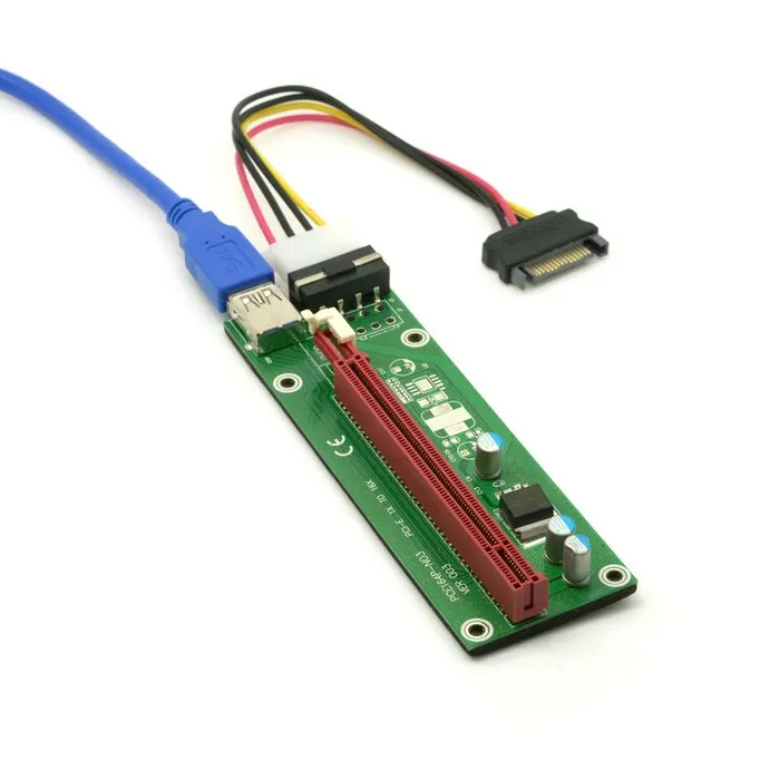 PCI-E 1x ~ 16x 라이저 어댑터 카드 USB 3.0 및 SATA 전원 케이블 포함 마이닝 머신 향상된 확장 라이저 어댑터