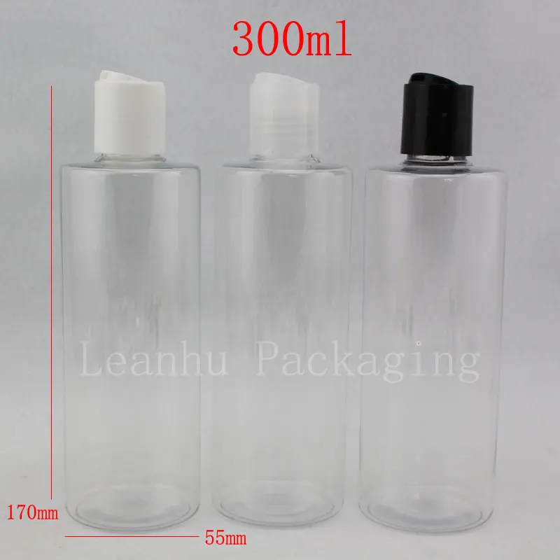 

300ML X 20 Disc Screw Cap Cosmetics Bottle, Plastic Container , Clear Empty Liquid Soap Shampoo Bottles 10 OZ Transparent Bottle