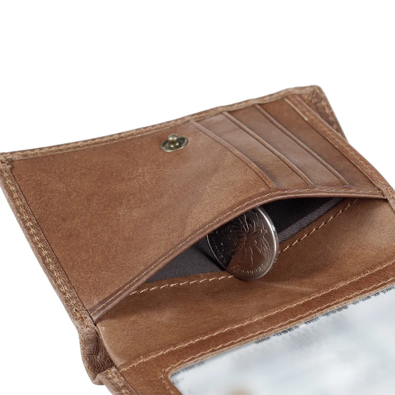 Jinbaolai Brand Vintage Men\'s Genuine leather wallet small man purse card holder money bag for male