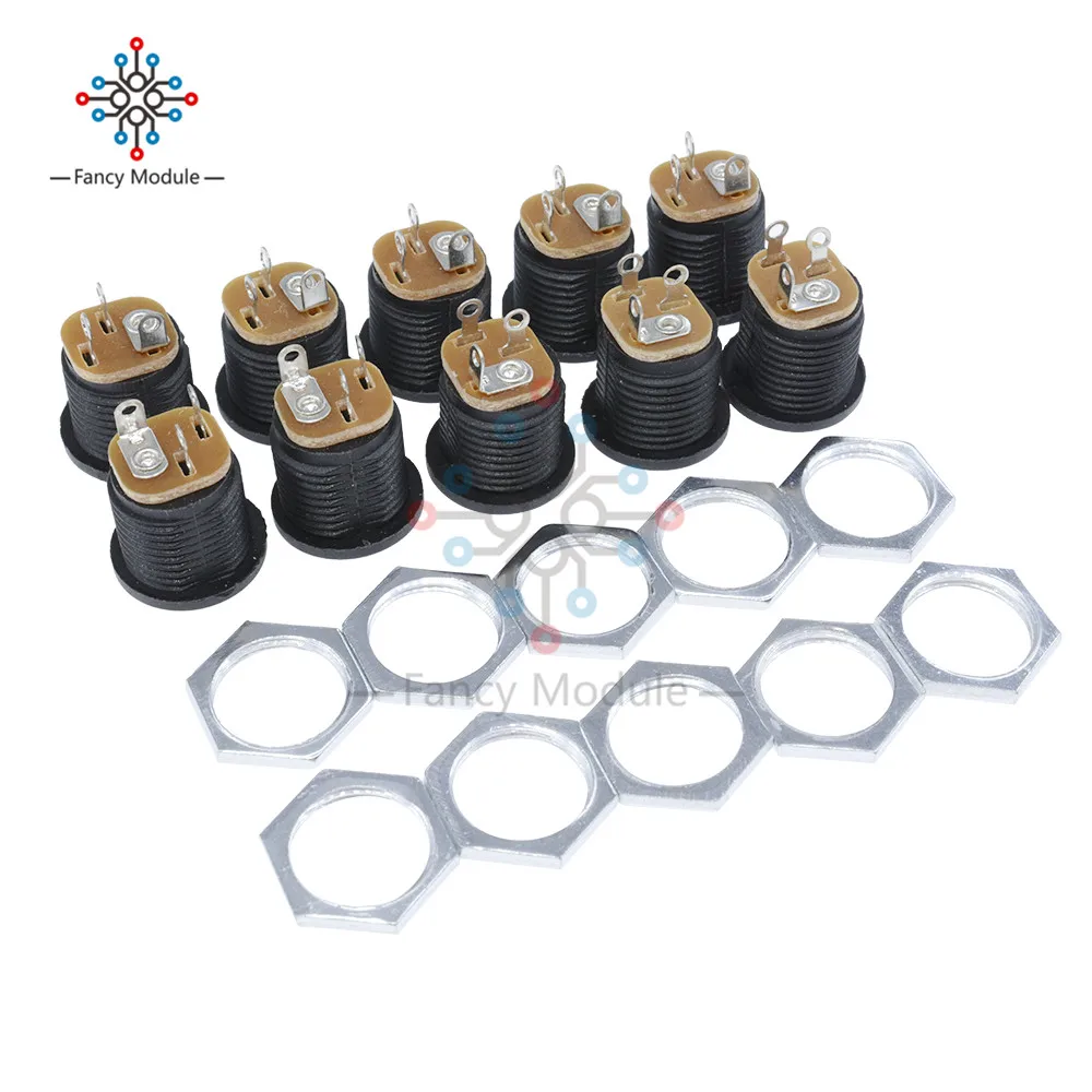 10PCS High Quality Effect/Pedal DC Power Supply Jack Socket 2.5mm F/S BK DC022