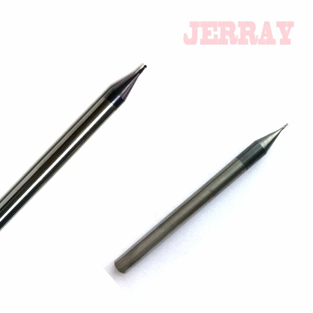 1pc 0.2mm 0.3mm 0.4mm-0.9mm 2 flutes HRC55 Micro Grain Tungsten Carbide Flat and ball nose End Mill  CNC Milling  Router Bits