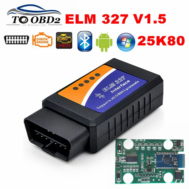 

PIC18F25K80 Chip V1.5 Firmware Bluetooth ELM327 OBD OBDII Car Diagnostic Scanner Supports Multi-Cars ELM 327 1.5 Auto OBD Tool