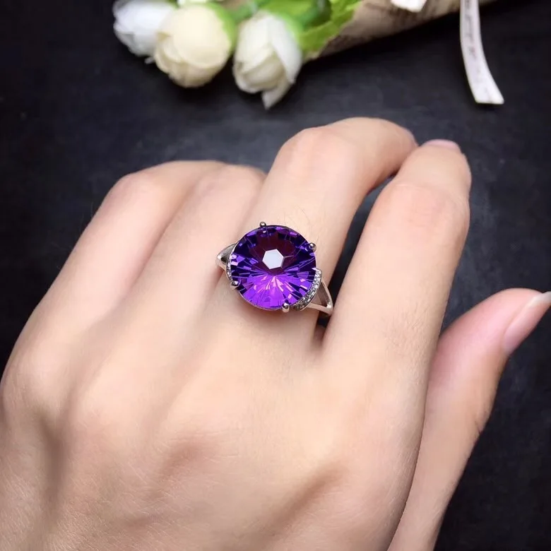 New technology, crystal violet crystal ring good quality, beautiful color 925 silver new store pull popularity products.