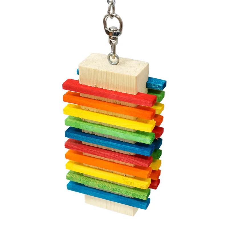 CAITEC Bird Toys Rainbow Steps Wooden Parrot Toy Chew Bite Toys Parrot Cage Toys Suitable for Medium Size Parrots