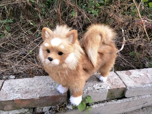 big simulation dog polyethylene & furs cute Pomeranian doll gift about 28x25cm 221