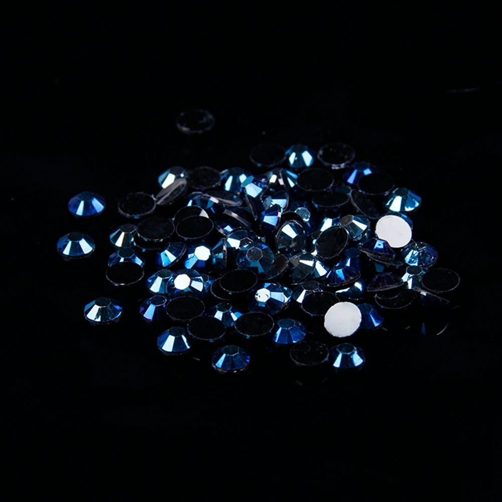 Resin Rhinestones Non Hot Fix Navy blue AB 500/1000pcs 2-6mm Round Flatback  Diamonds Appliques For Craft Fabric Wedding Dresses