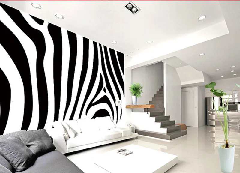 Custom 3D murals,simple black and white zebra pattern abstract papel de parede,hotel living room sofa TV wall bedroom wallpaper