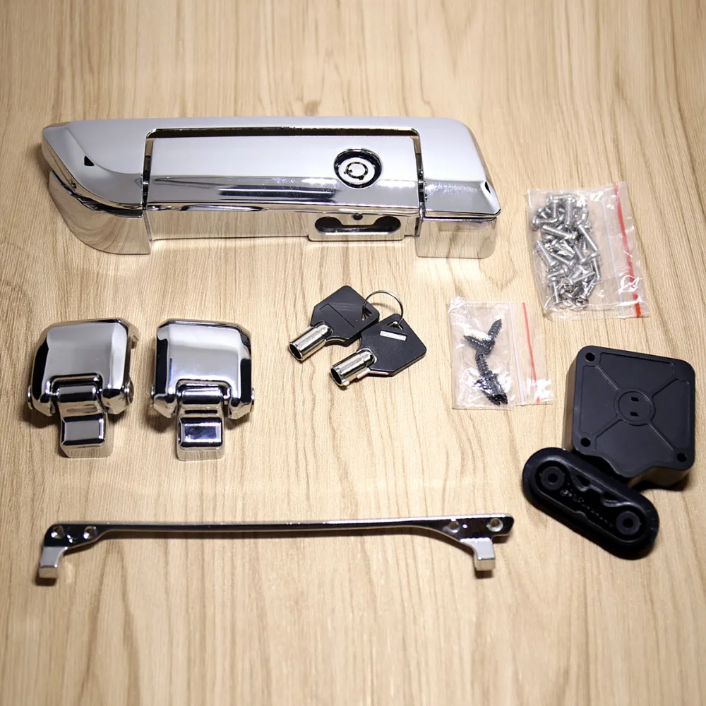 Chrome Trunk Lid Latches With Tether For Harley Touring Street Glide Road King 2014 2015 2016 2017 2018 2019 With Tour Pak