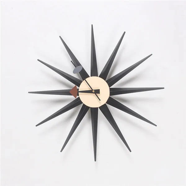 Mid Century Wandklok Walnoot Houten Starburst Klok Replica George Nelson Sunburst Klok voor Decoratieve Kantoor Muur Woonkamer - afbeelding 1