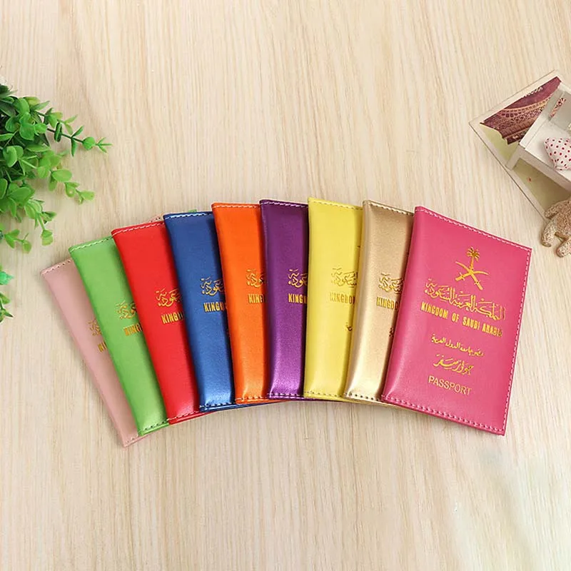 New Saudi Arabia Passport Covers Pink Fashion Pu Leather Cover for Women men Passport Luxury Travel Passport Holder