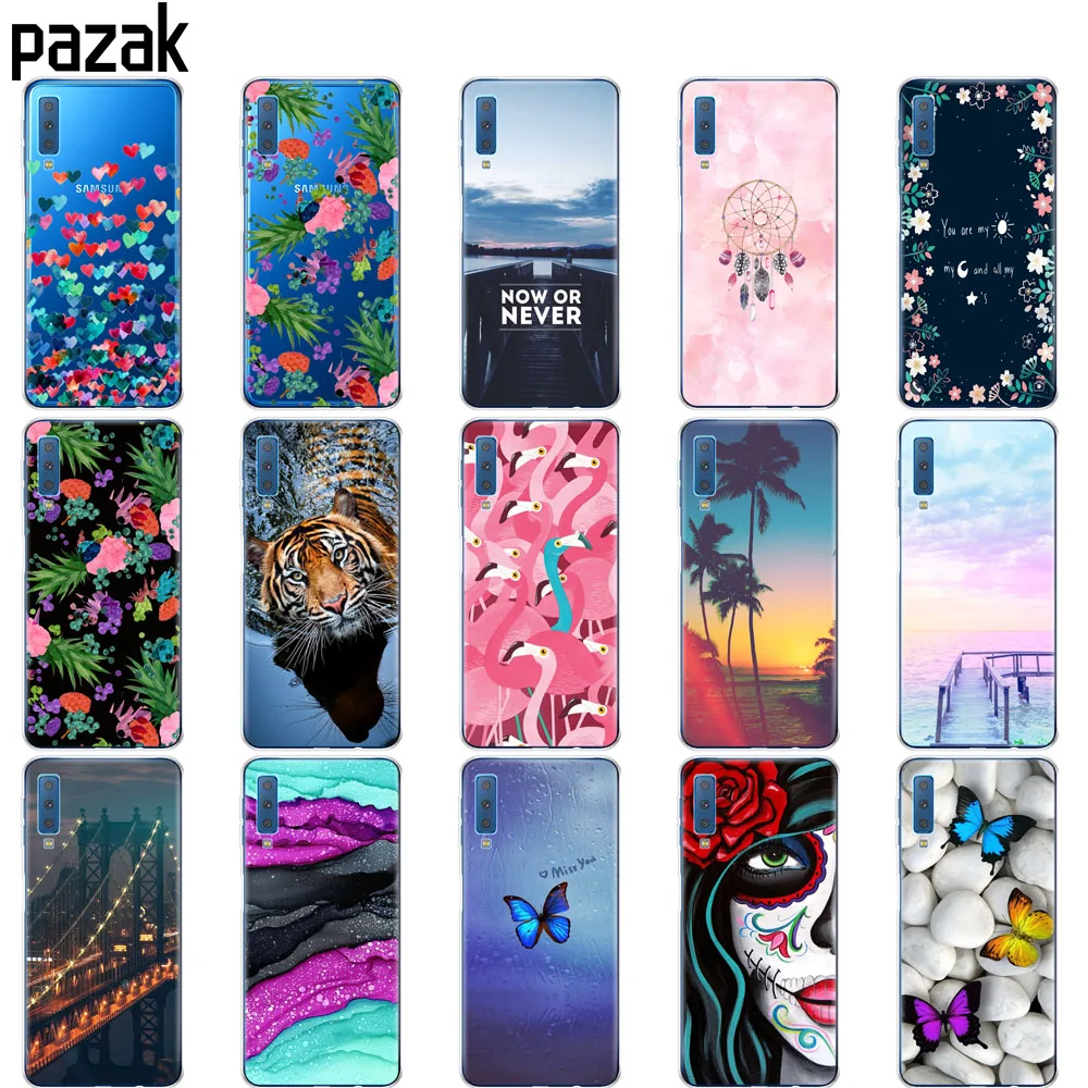 silicone Case For Samsung Galaxy A7 2018 Cover Colorful Printing Back Cover For Samsung A7 2018 A750 A750F 6.0 Inch Phone case