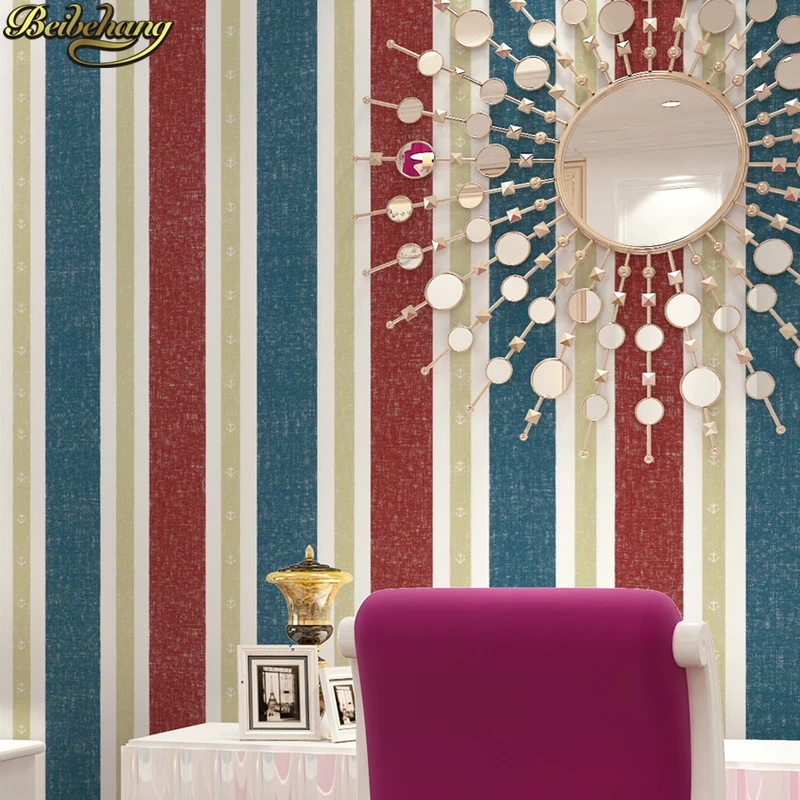 

beibehang papel de parede Mediterranean English stripes wallpapers for living room Embossed Red Stripe Wall Paper TV background