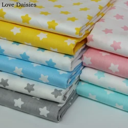 100% cotton twill cloth simple PINK GRAY BLUE AQUA YELLOW small stars fabrics for DIY bedding cushion patchwork handwork decor