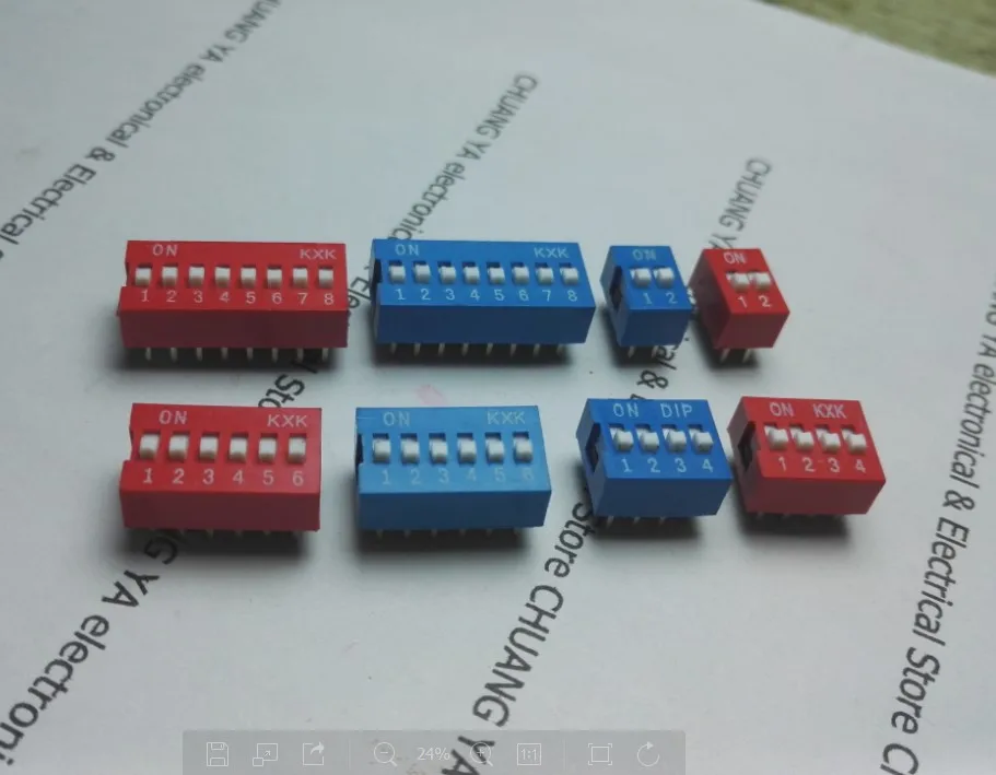 1P 2 3 4 5 6 7 8 9 12 bits 2.54mm DIP switch / digital switch / toggle switch red and blue