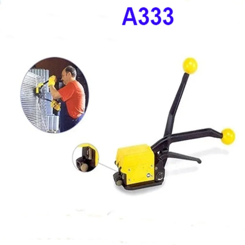 

A333 Manual Sealless Steel Strapping Machine Bander Binding Steel Strapping Tool Packing Machinery for 12.7-19mm Steel Strip