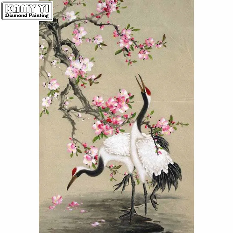 Full Square drill 5D DIY Diamond painting Red-crowned cranes Diamond Embroidery Mosaic Cross Stitch Rhinestone decor HYY