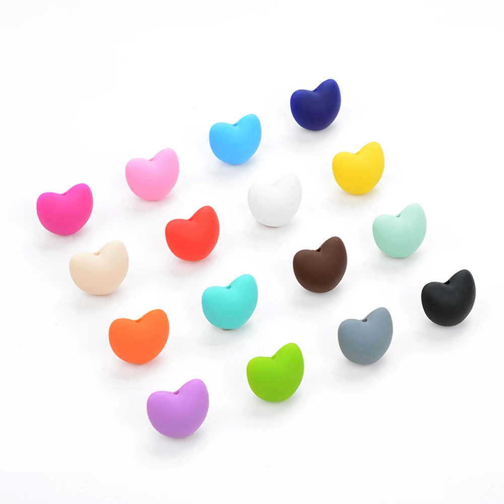 LOFCA 50 pcs/lot Hot Heart Shape loose Silicone Beads For Necklace Silicone  Beads For BPA  free DIY Bead Jewelry Accessories