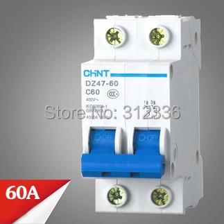 

Free Shipping circuit breaker DZ47-60 C60 2P 60A 2 pole domestic C type small air switch unipolar Electric shock protection