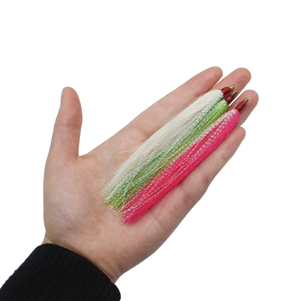 6PCS Bucktail Teasers  Flash line Fishing lure Artificial bait Saltwater fishing Jig Flounder Bait rig lure fishing accessories