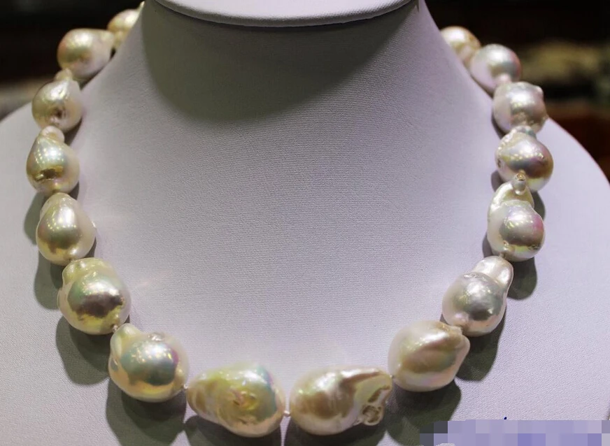 White Beautiful keshi pearl necklace 17.5INCH 