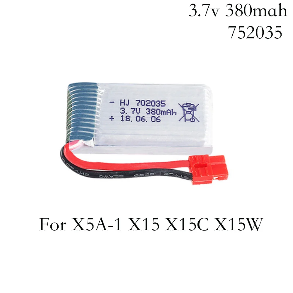 

3.7V 380mah LiPo battery for SYMA X5A-1 X15 X15C X15W remote control Quadcopter Helicopte 752035 3.7 V 380 mah 25c battery 1pcs