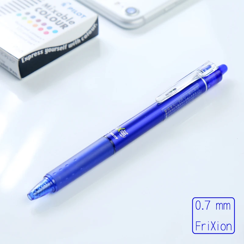 Japanese Pilot FriXion Ball Knock Gel Pen 0.7 mm Blue/Black/Red Erasable Pen Student School Stationery  LFBK-23F