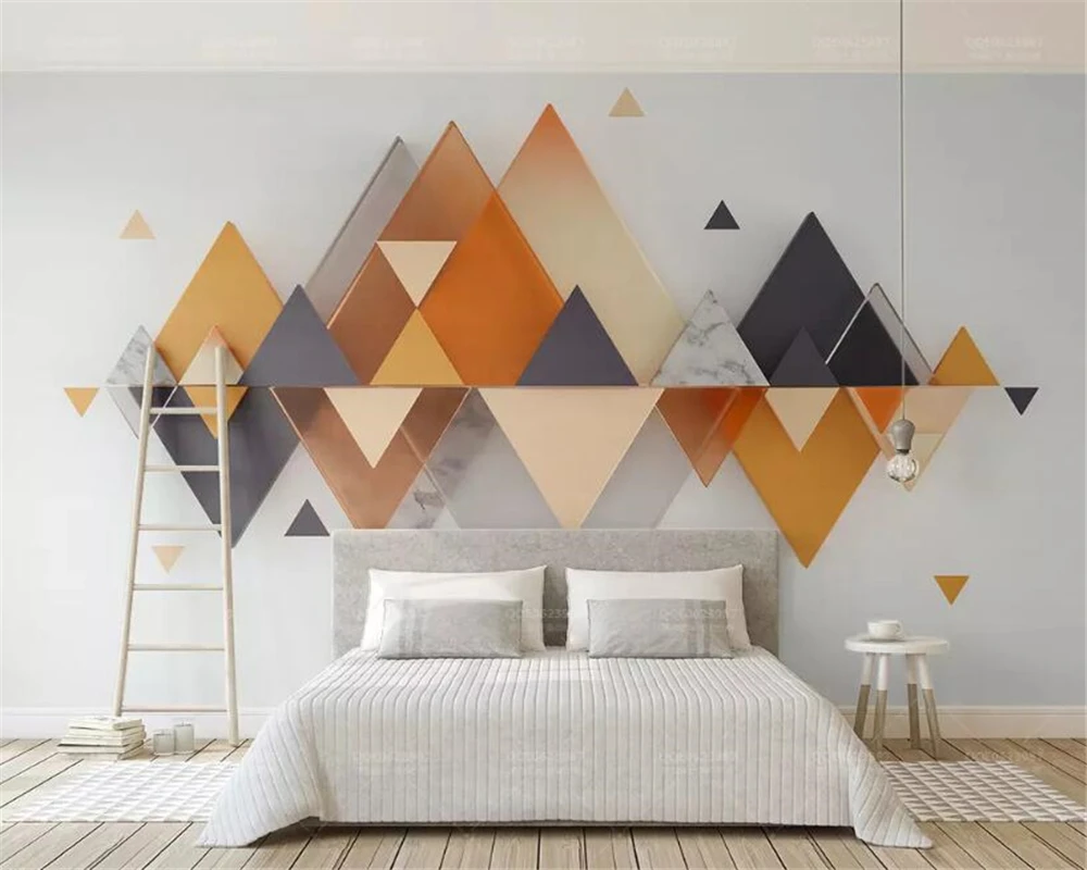 Custom size mural geometric triangle mountain abstract decorative painting home decoration living room bedroom 3d wallpaper