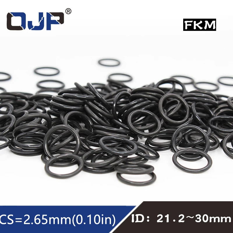 5PCS/lot Fluorine rubber Ring Black FKM O ring Seal CS:2.65mm ID21.2/22.4/23.6/25/25.8/26.5/28/30mm Rubber Seal Ring Gasket