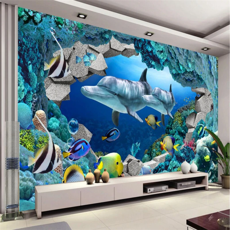 

beibehang Custom Photo Wallpaper Mural Wallpaper 3d 3d Underwater World TV Wall papel de parede 3d para sala atacado wall paper