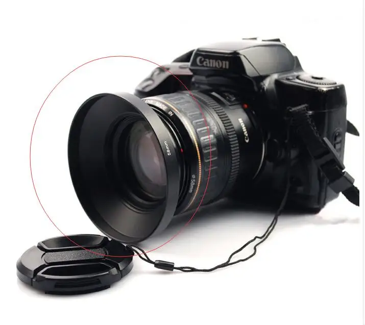 Pare-soleil en métal avec vis à grand Angle, 49 52 55 58 62 67mm, trompette + capuchon d'objectif