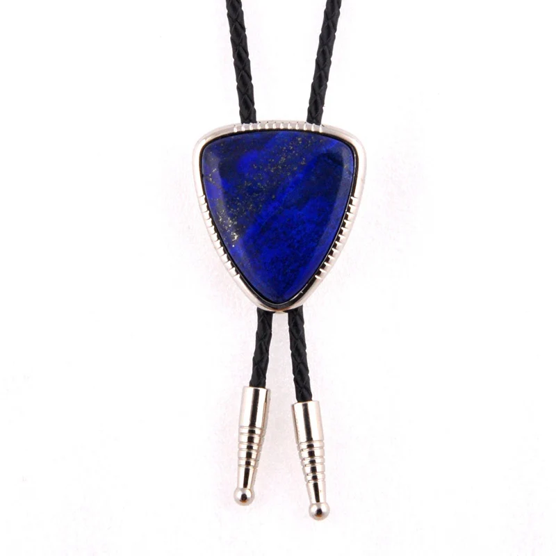 Triangle agate natural stone BOLO tie men's new high-end wedding accessories Leather rope 4*100MM