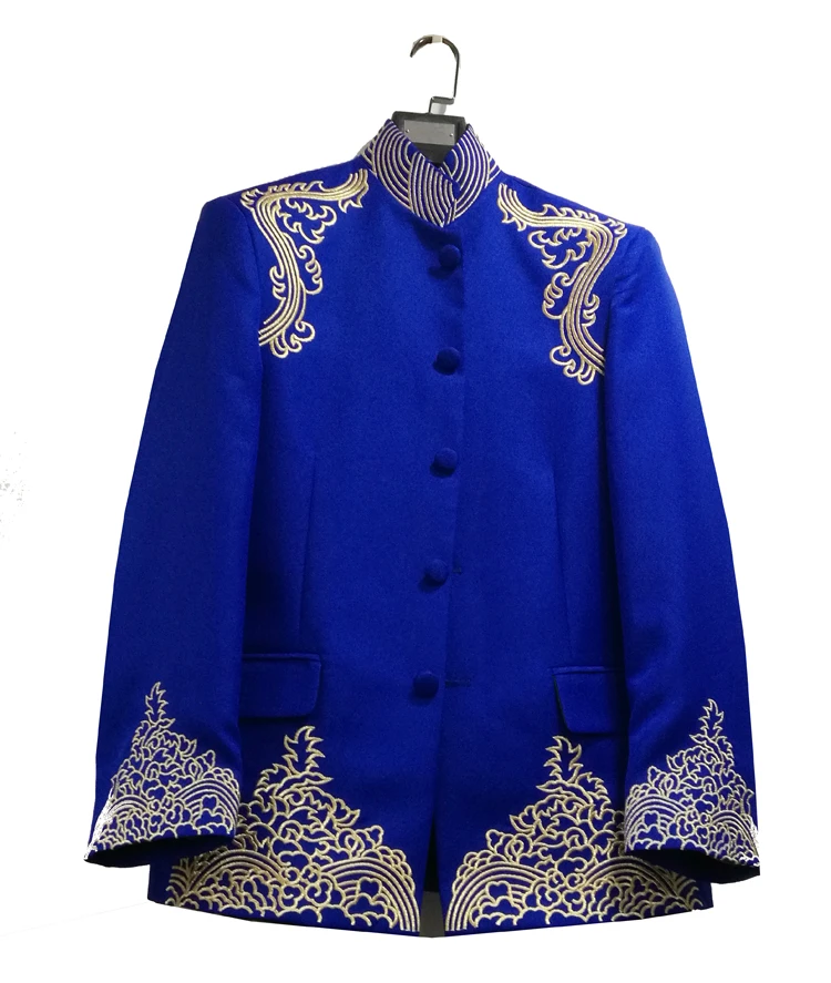 

Chinese style male formal dress chinese tunic suit set chinese style stand collar costume tang su 2021 The singer's clothing