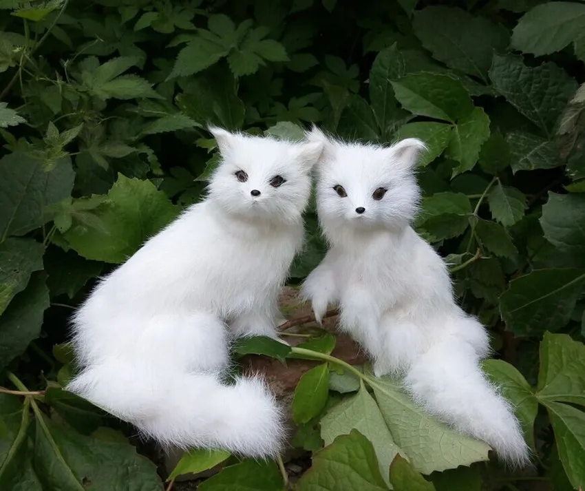 a pair of cute simulation fox toys polyethylene & furs white fox dolls gift 2060