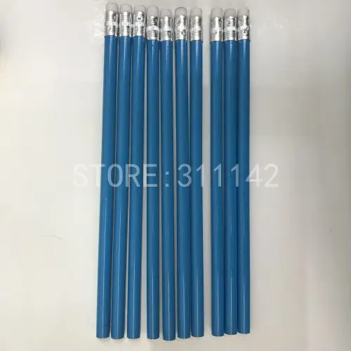 

high quality cheap price wood promotional pencil wholesale custom round light blue pencils bulk for kids