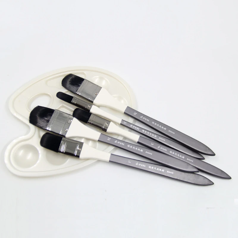 5pcs/Set High Quality mew nylon brush painting black row brush oil painting acrylic wall painting Hazel shape painting brush