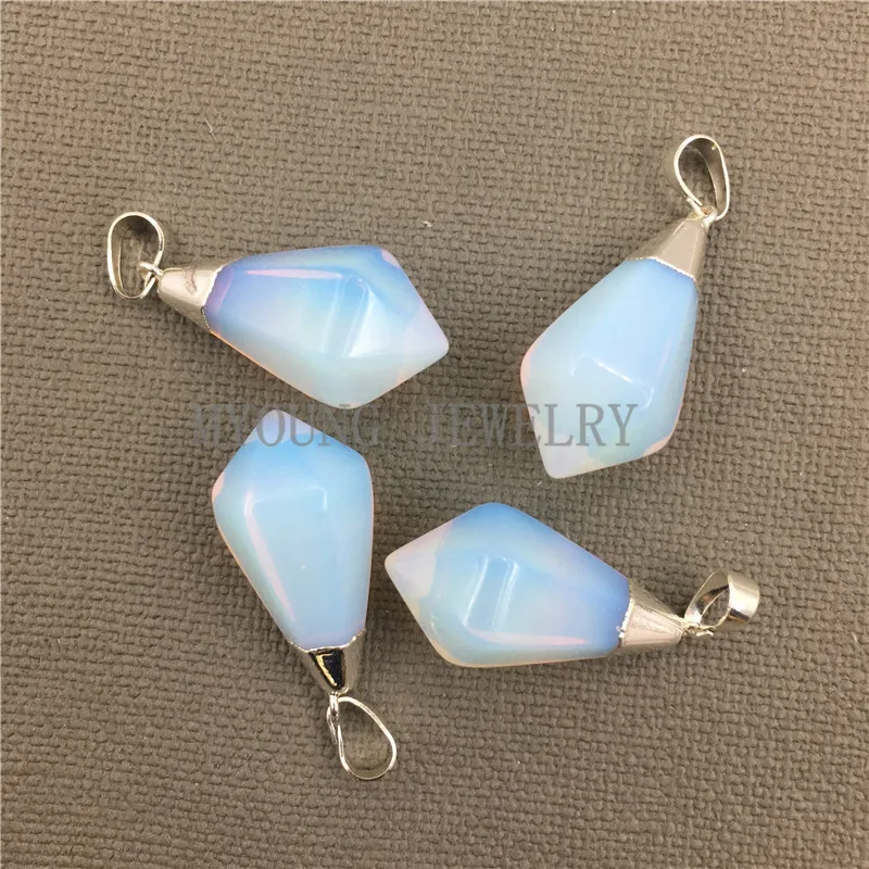

Opal Point Pendant With Silver Electroplated Cap and Bail For DIY Jewelry Making MY0173