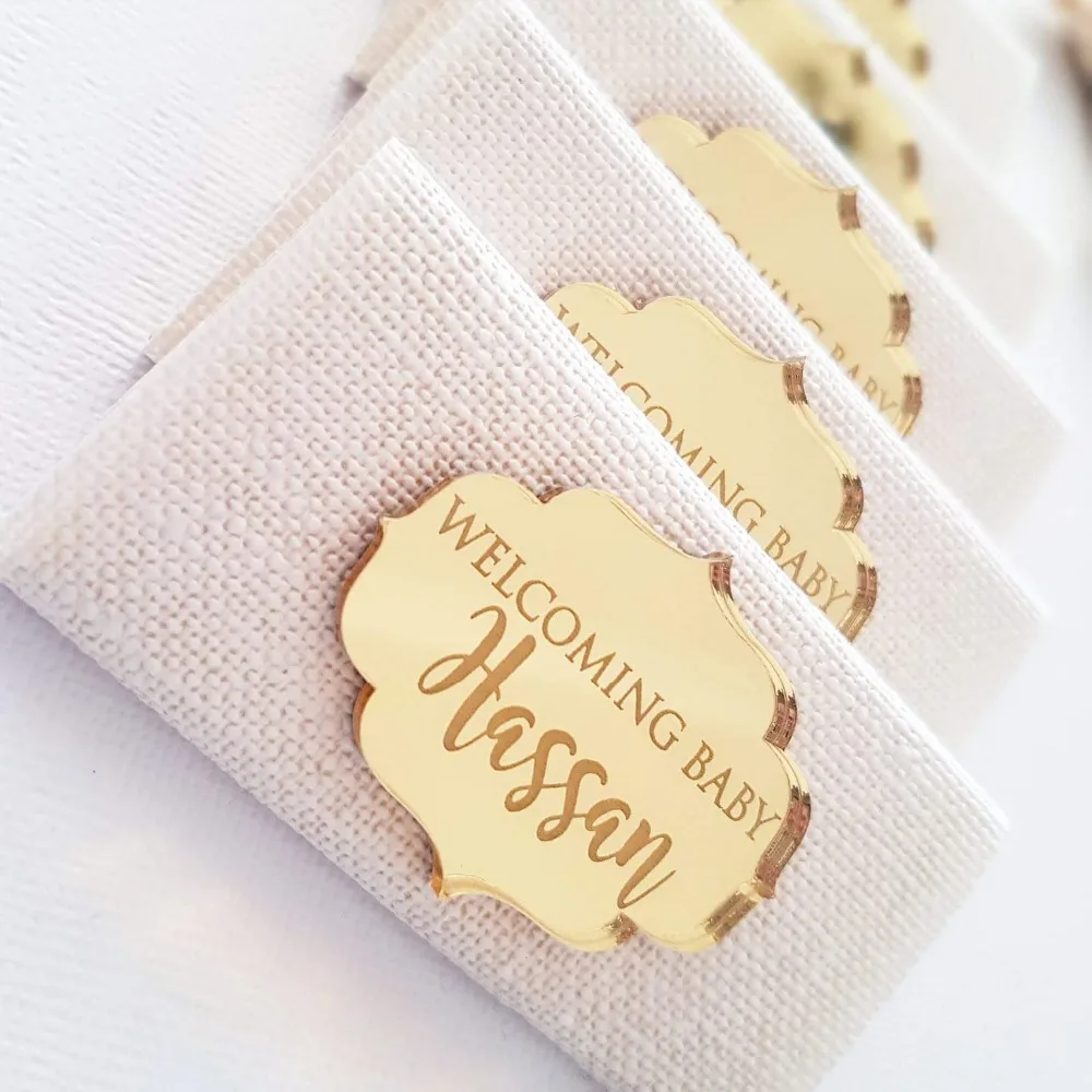 24 pieces Personalized Chocolate Bars Favors Name Silver / Gold Mirror Baby Shower Decor Baptism Decorations（No Chocolate）