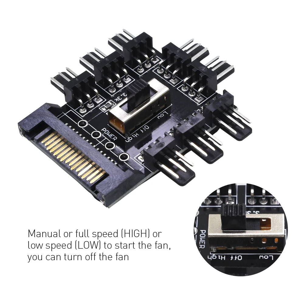 Tishric 1 Đến 8 3Pin Quạt Hub PWM SATA Molex Bộ Chia Máy Tính Khai Thác Mỏ Cáp 12V Suppply Tản Nhiệt Làm Mát bộ Điều Khiển Tốc Độ Adapter