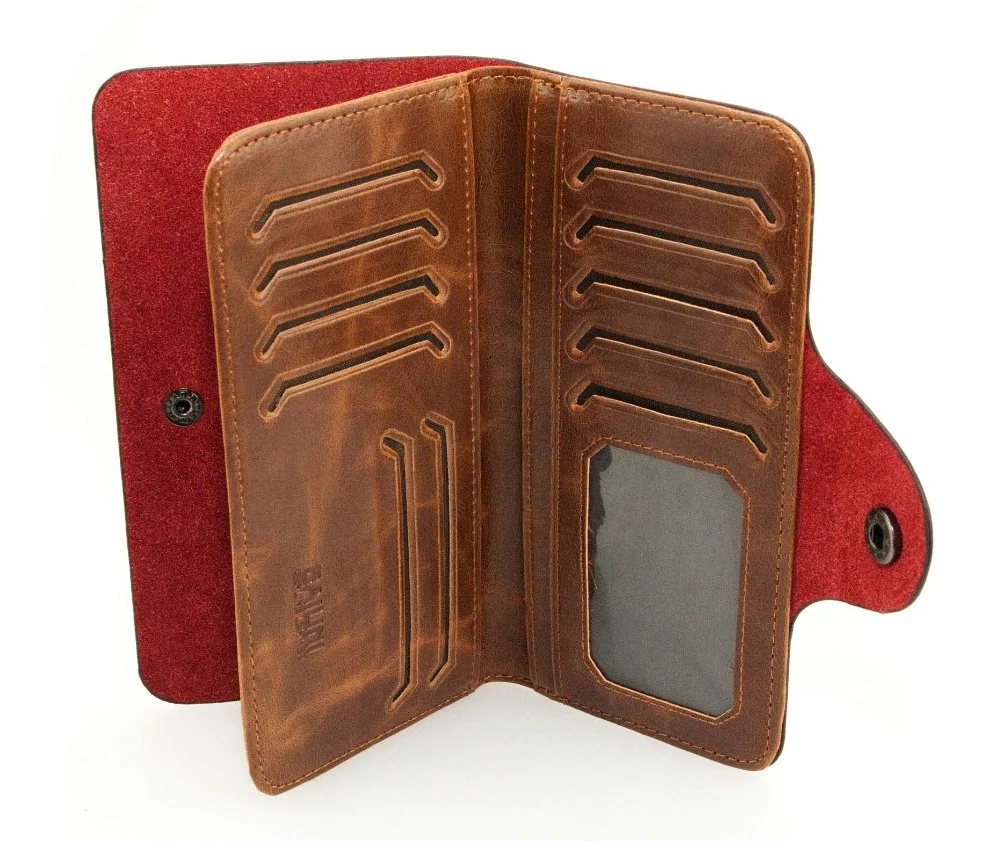 ZENTEII Split Leather Long Wallet Card Case