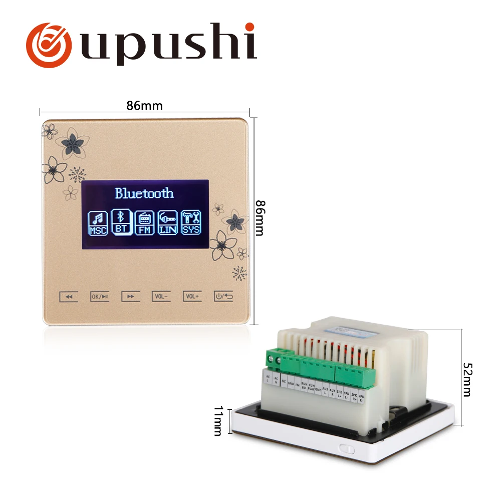 Oupushi in wall amplifier bluetooth smart home touch panel bluetooth digital stereo amplifier for family music system